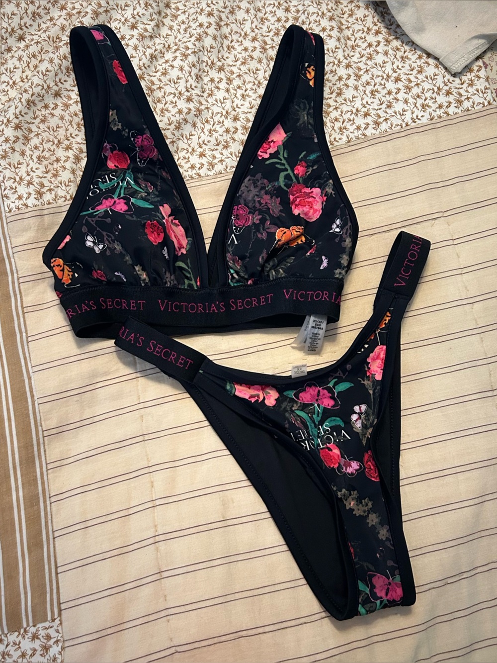 Victoria’s Secret black floral XS bikini swim set